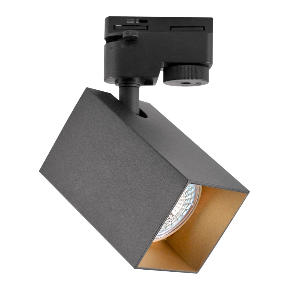 Faretto su binario nero/oro GU10 Square Polux 321756