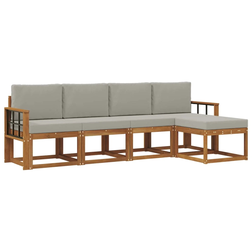 Set di divani da esterno 5 pcs Grigio Naturale e Chiaro 3366264