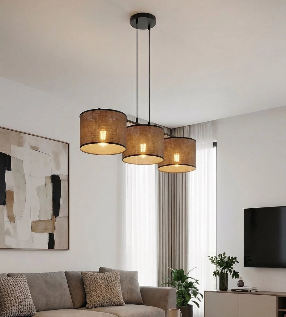 Lampada a sospensione ECO 3xE27 marrone nero Emibig