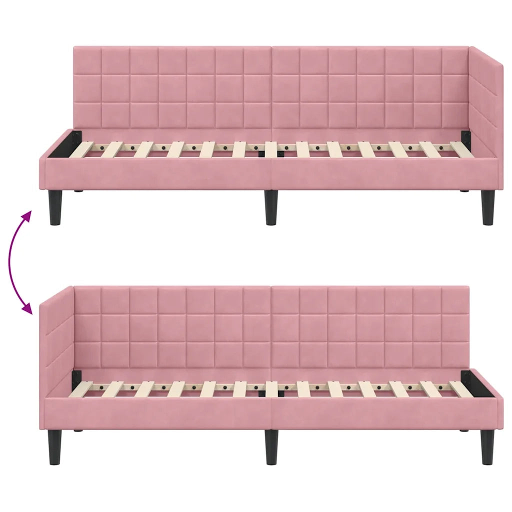 Cornice del letto ad angolo Rosa 80 cm x 200 cm Velluto 42016411