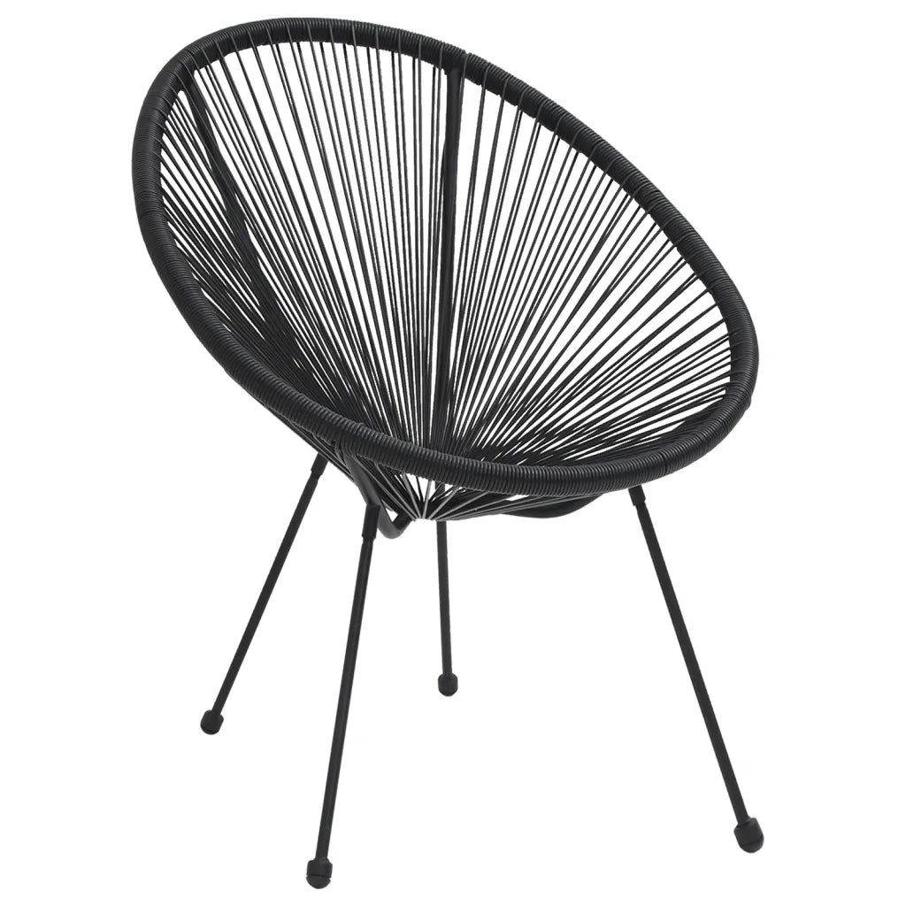Set da Pranzo per Giardino 5 pz | Set Salotto da Giardino in Rattan PVC Nero