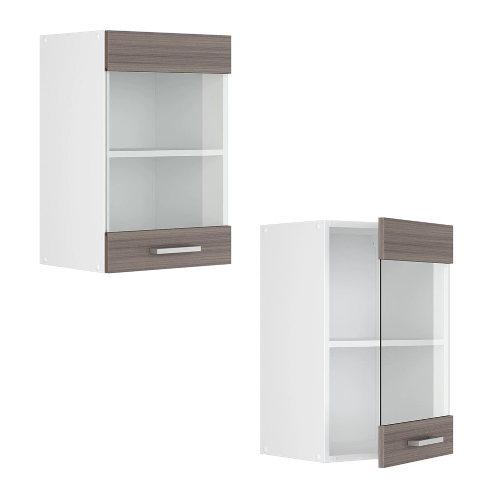 Mobile da cucina in vetro R-Line Grigio nobile/Bianco 40 cm Vicco