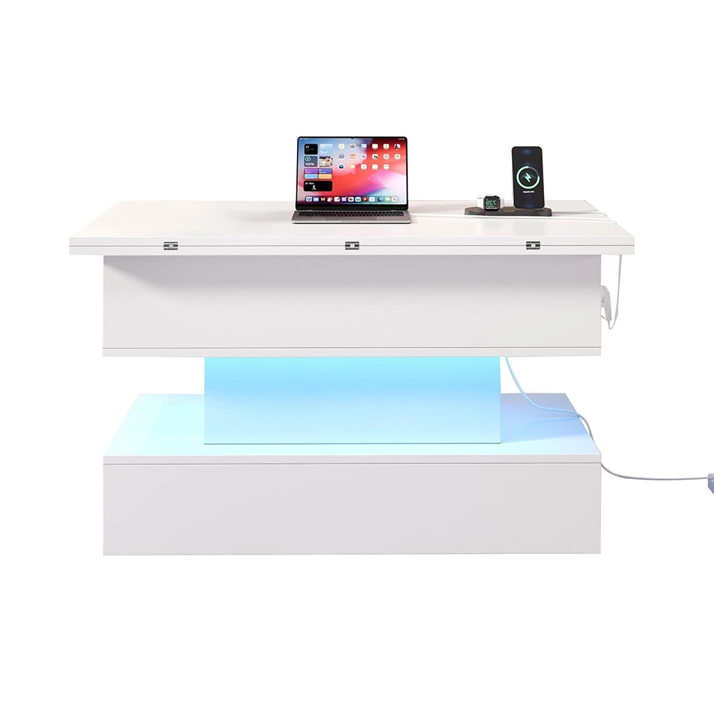 Tavolino con prese - Xylo - 100x50cm USB/USB-C regolabile