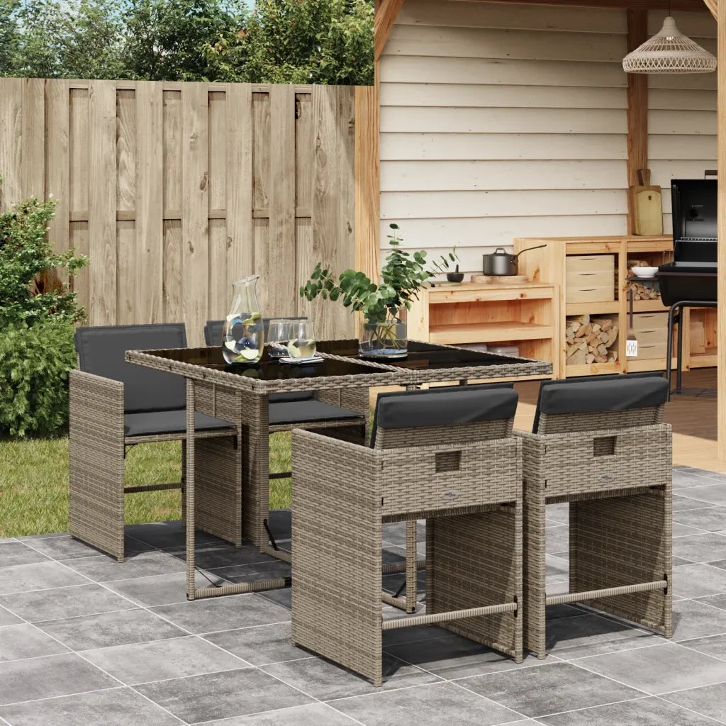 Set da Pranzo da Giardino 5 pz con Cuscini in Polyrattan Grigio 3277843