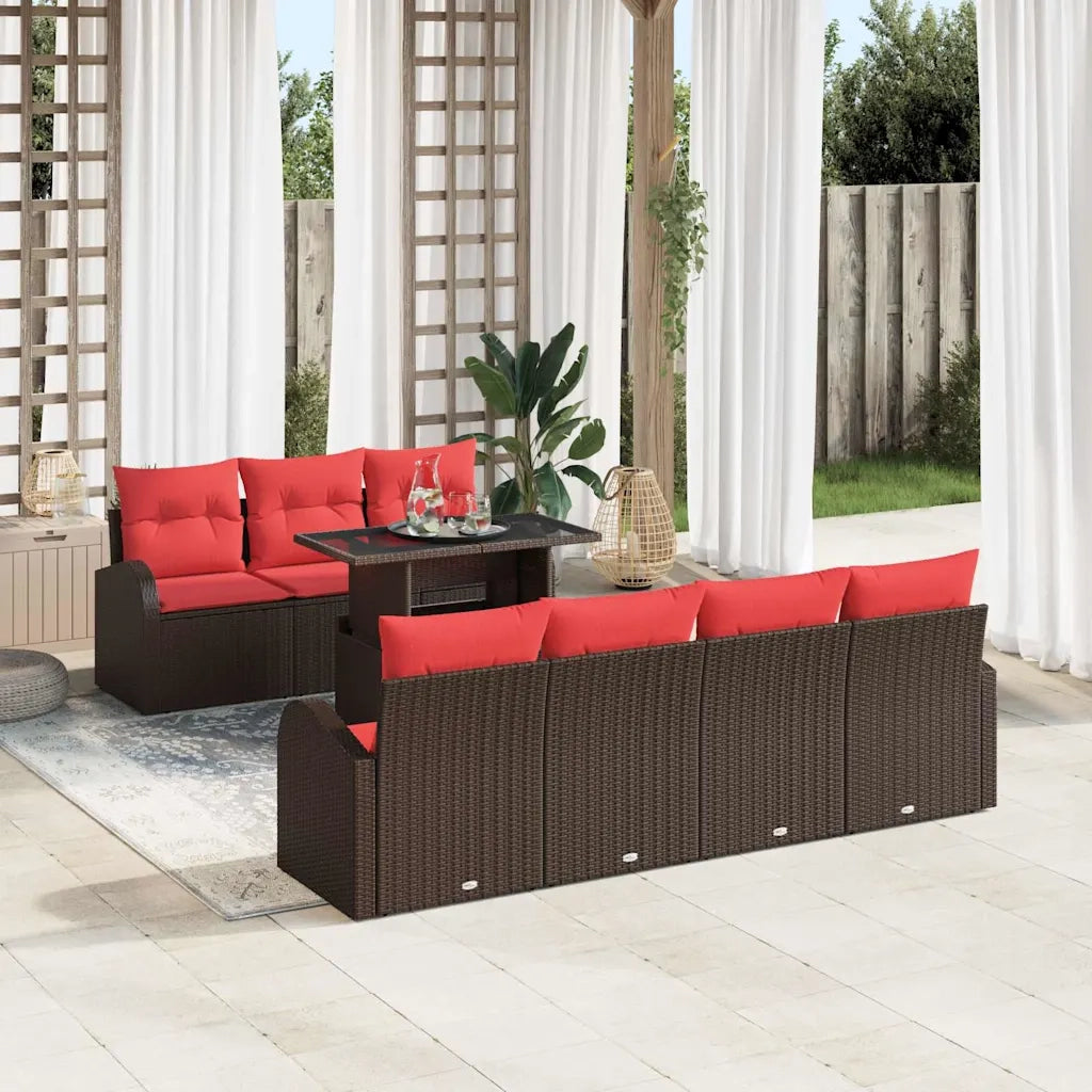Set Divano da Giardino 8 pcs Marrone Poly Rattan 3348590