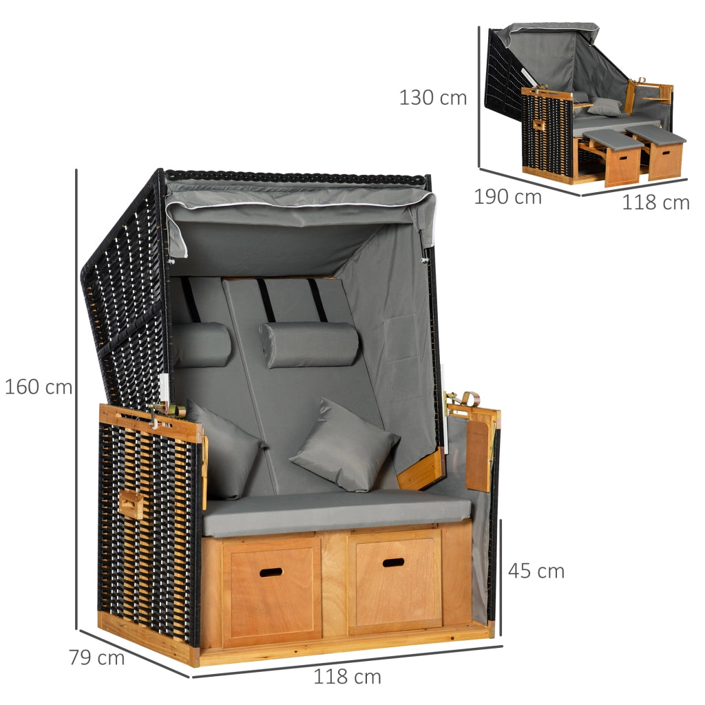 Strandkorb per 2 persone con cuscino ¨C Minimal ¨C grigio chiaro