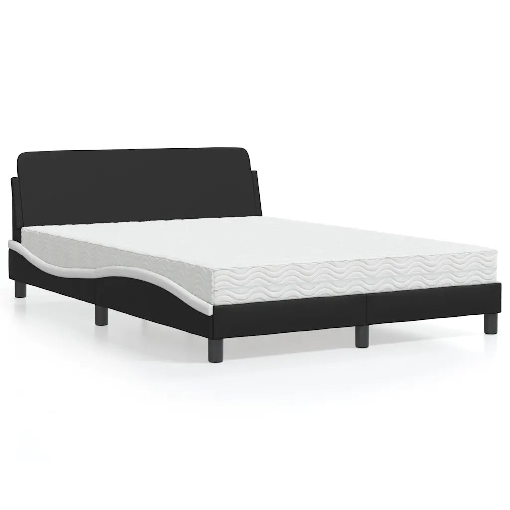 Letto con Materasso Dover Nero e Bianco 140x200 cm in Similpelle 3208422