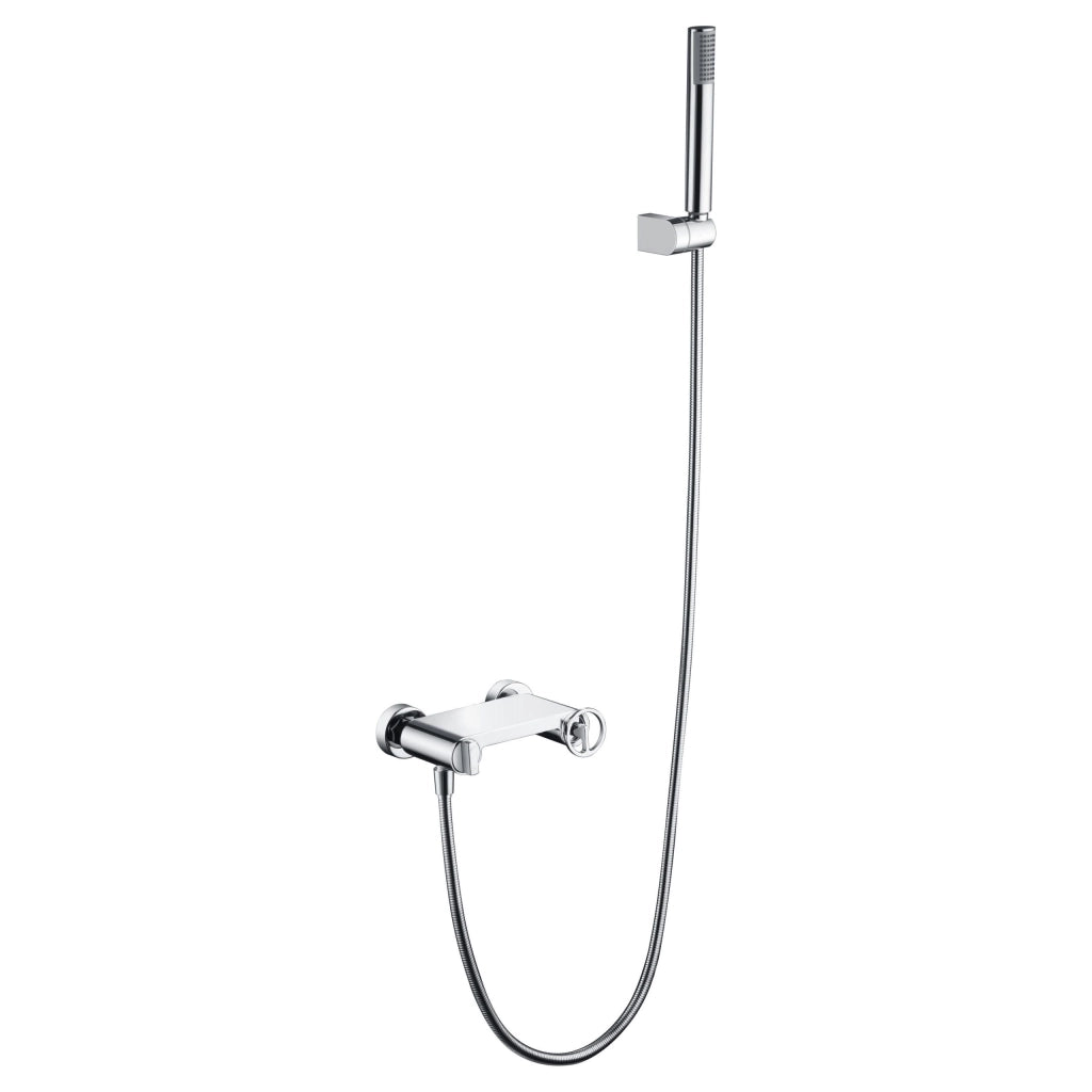 IMEX Set doccia monocomando cromato in ottone e zama con tubo flessibile acciaio 180 cm staffa fissa ABS doccetta rotonda cartuccia ceramica Ø35 mm Serie OLIMPO Imex-BDC033-5