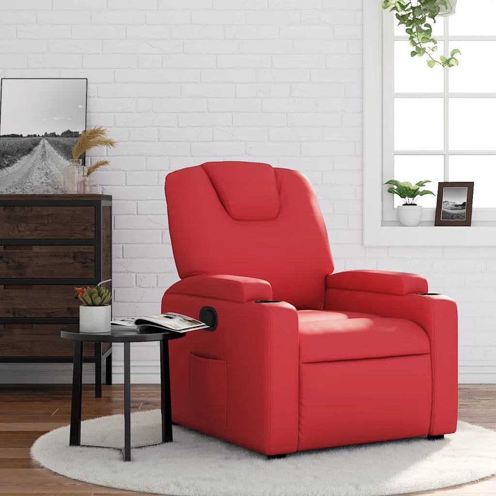 Poltrona Reclinabile Rossa in Similpelle 372394