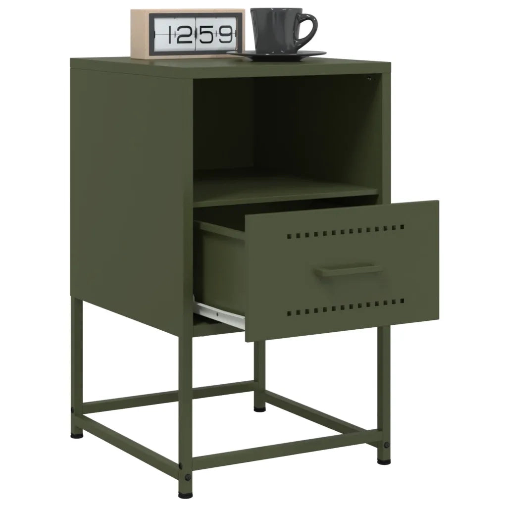 Comodino Verde Oliva 36x39x60,5 cm in Acciaio 846562