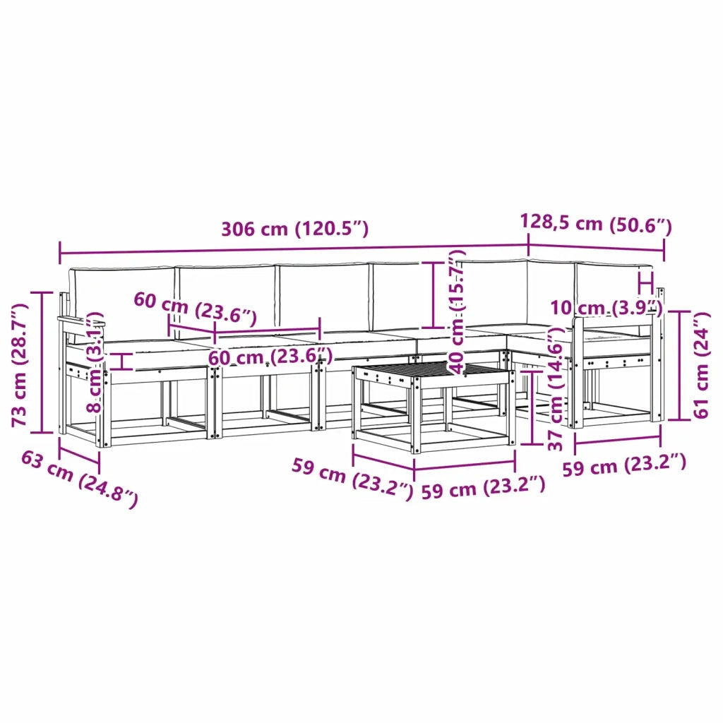 Set di divani da esterno 7 pz Bianco e Antracite Poliestere 3387726