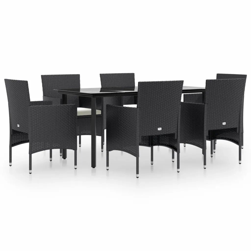 Set da Pranzo da Giardino 7 pz con Cuscini Nero 3156601