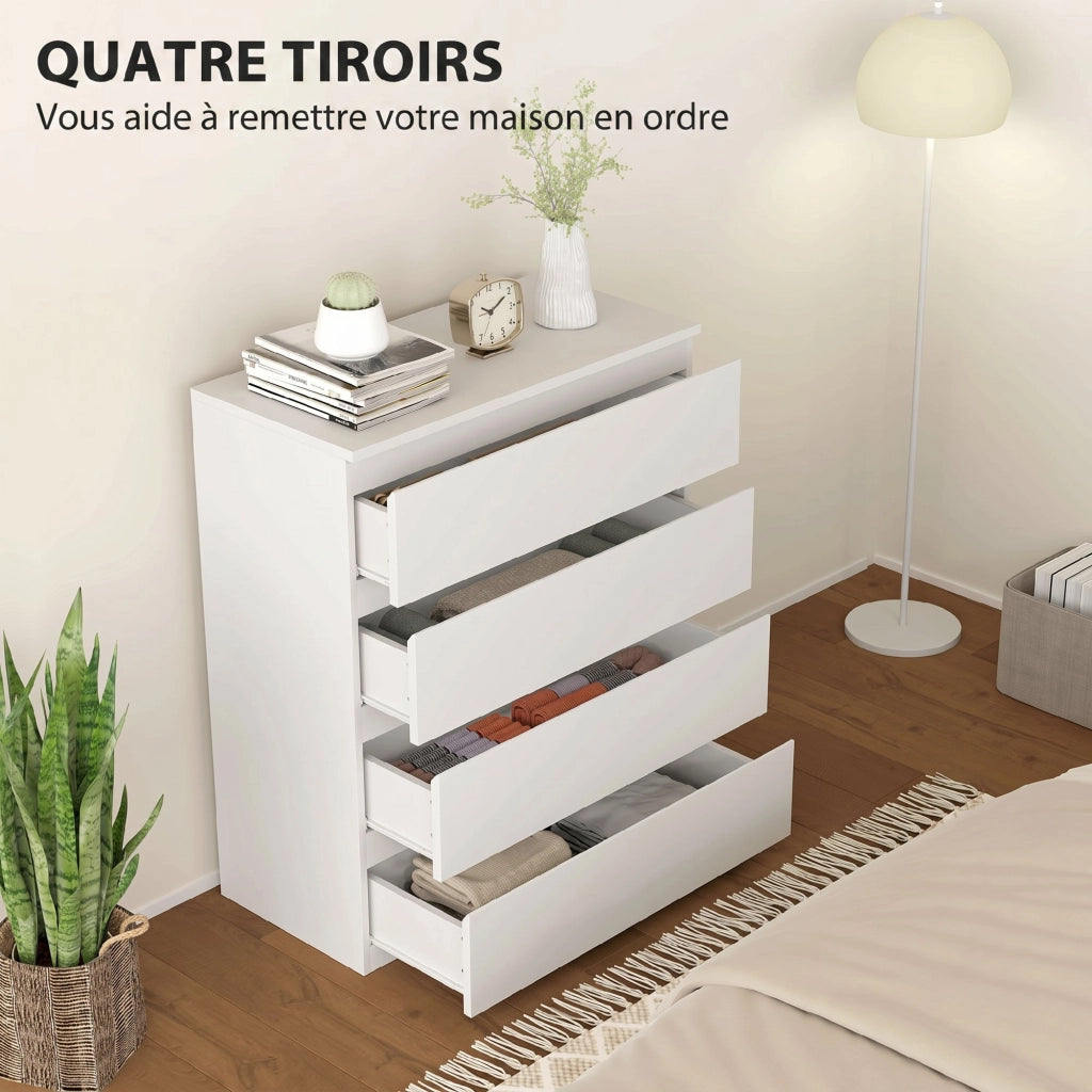 Cassettiera 4 Cassetti ¨C Zephmum ¨C Bianco 80x39x95