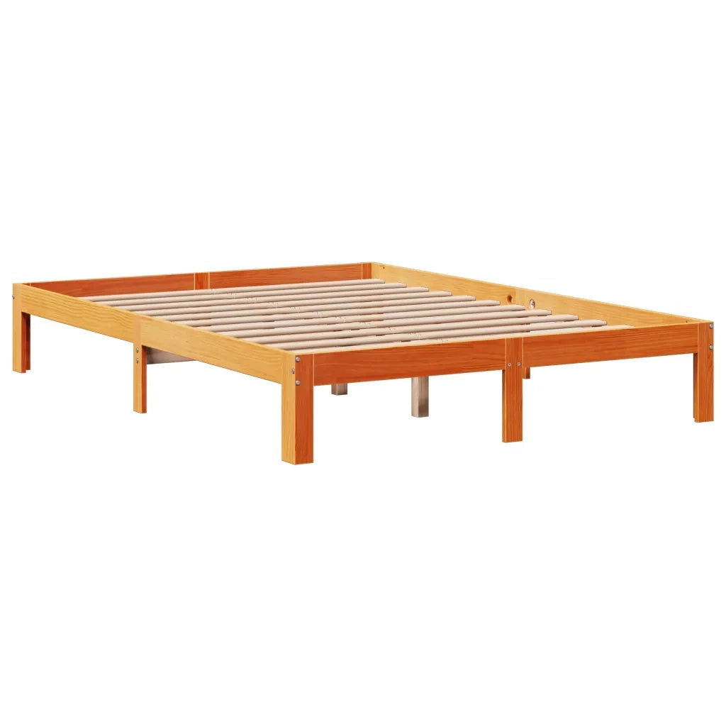 Letto senza Materasso-Struttura Letto Marrone Cera 135x190 cm in Legno di Pino 193122