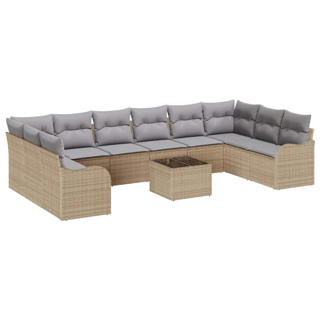 Set Divano da Giardino Beige polyrattan