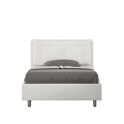 BS COM Letto una piazza e mezza con rete imbottito 120x190 similpelle bianco