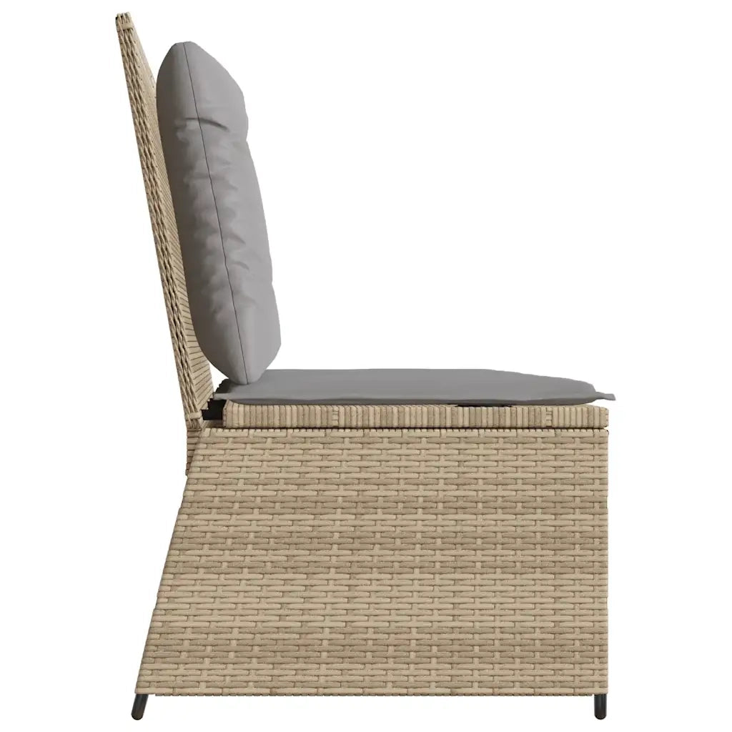 Panca Reclinabile da Giardino con Cuscini Beige in Polyrattan 368967