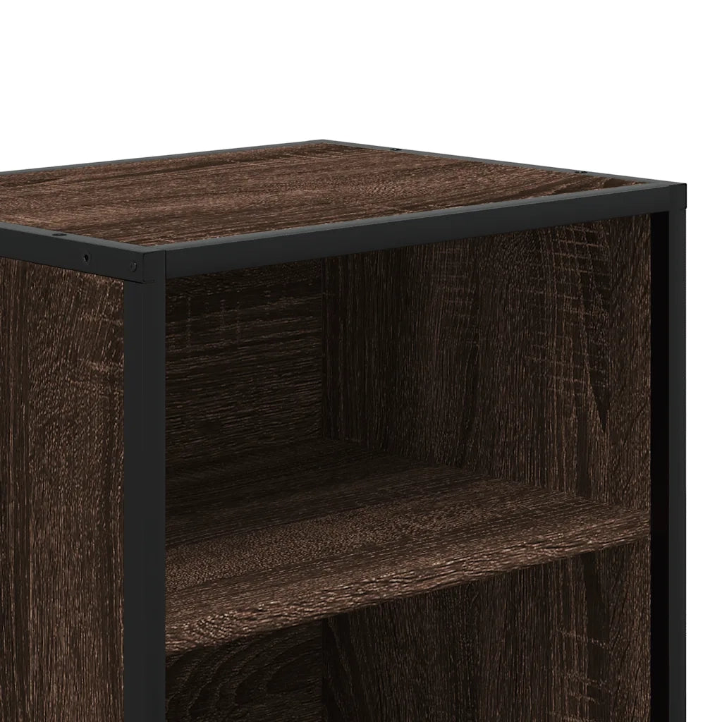 Comodini Rovere Marrone 2 pz Legno Multistrato Metallo 848708