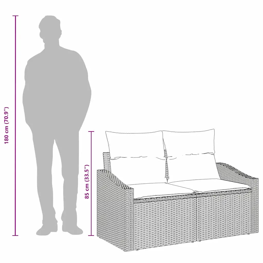 Divano da giardino con cuscino-Sofa da Giardino-Divano da esterno 123 x 62 x 69 cm polyrattan 194561