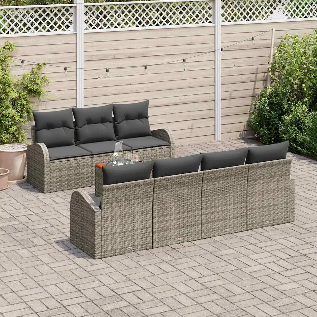 Set Divano da Giardino 8 pcs Grigio polyrattan