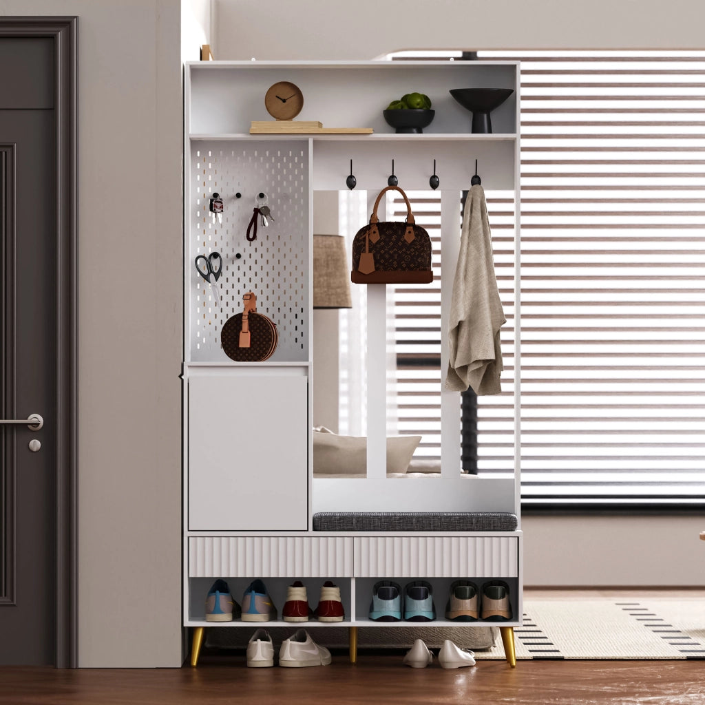 MOBILE INGRESSO Con panca 100x35x180 cm MDF bianco