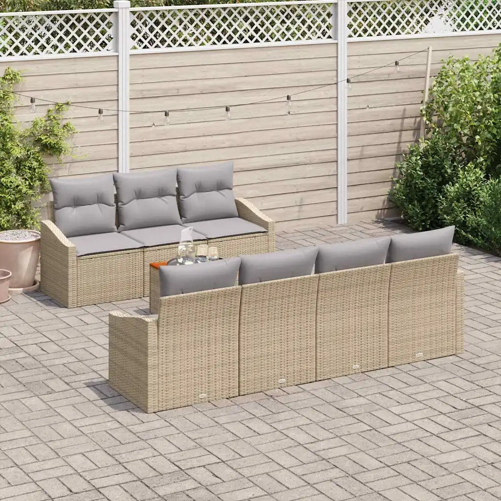 Set Divano da Giardino 8 pcs Beige e Grigio Chiaro polyrattan 3356460