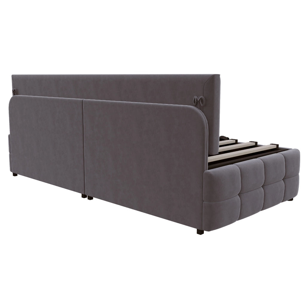 LETTO imbottito con contenitore idraulico 90x200 cm velluto grigio