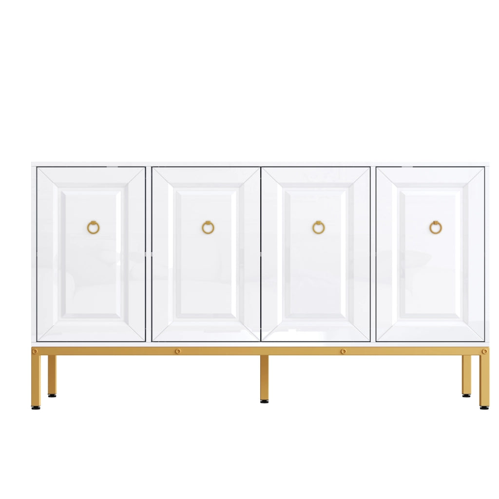 Credenza lucida - Zephmum - 140¡Á80¡Á40cm - Maniglie e gambe dorate