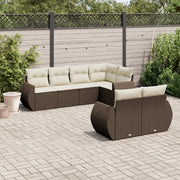 Set Divani da Giardino 7 pz con Cuscini Marrone in Polyrattan 3253950