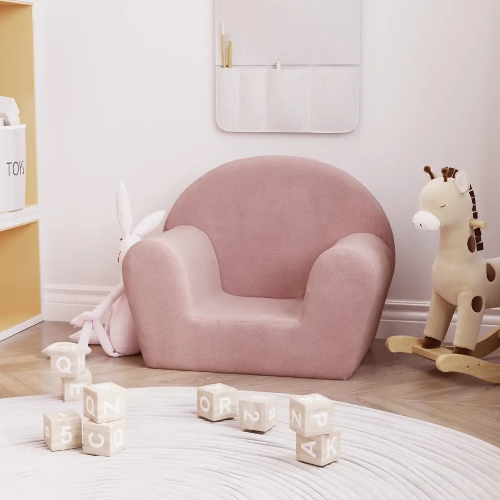 Divano per bambini rosa in morbido peluche 356985