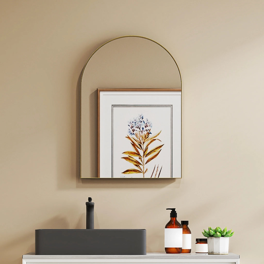 Specchio da Bagno con Cornice in Alluminio ¨C Minimal ¨C Oro 50x70 cm