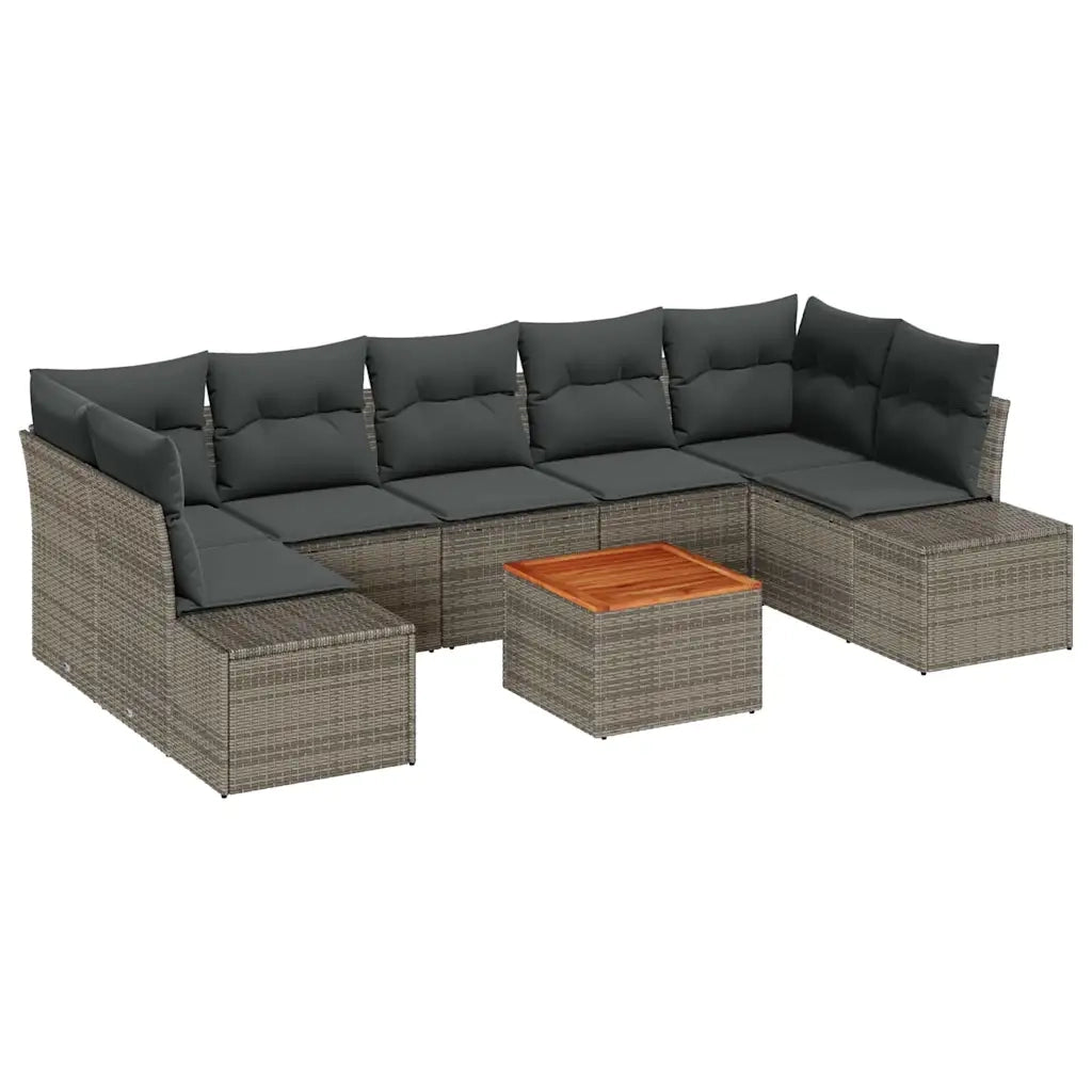 Set Divano da Giardino 8 pcs Grigio polyrattan 3356592