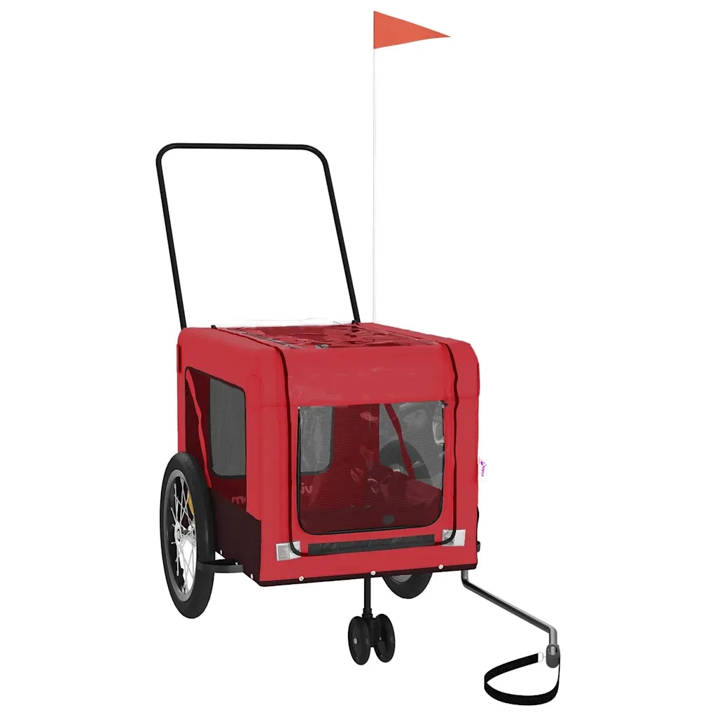 Rimorchio da Bici per Animali Rosso e Nero Oxford e Ferro 93936