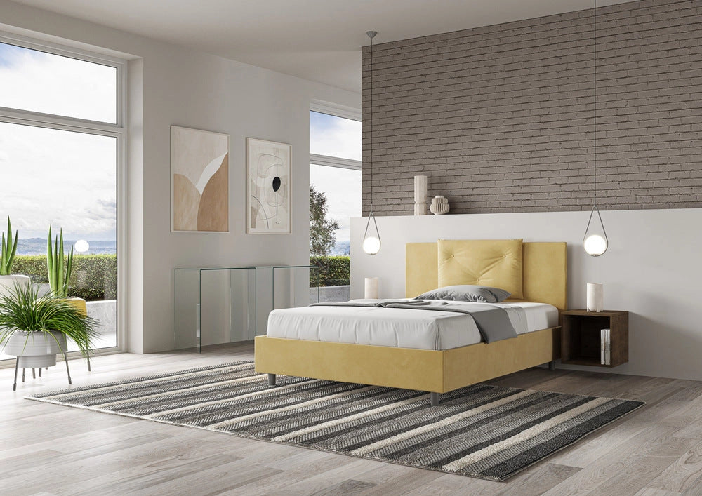 Letto Matrimoniale Extra Large 200x200 cm con Rete Appia Ocra
