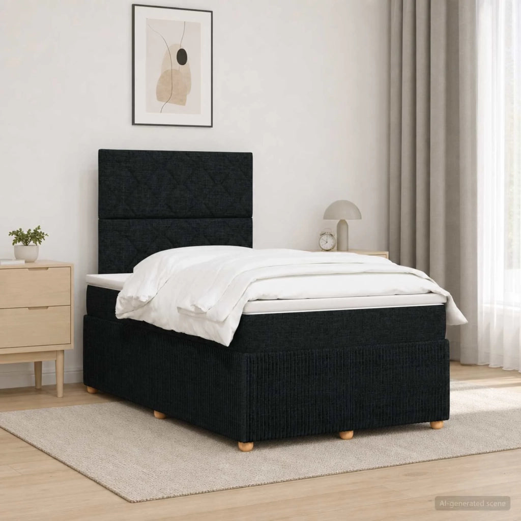 Letto box spring con materasso Nero 120 x 190 cm Tessuto 3454356