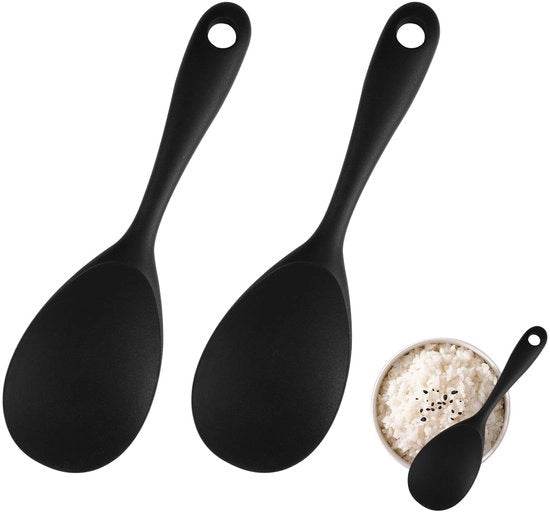 Set di Cucchiai in Silicone - Resistente al Calore - Antitrasformazione - 2 Pezzi - 22,5 x 7 cm - Sicuri per l'Alimentazione e Facili da Pulire