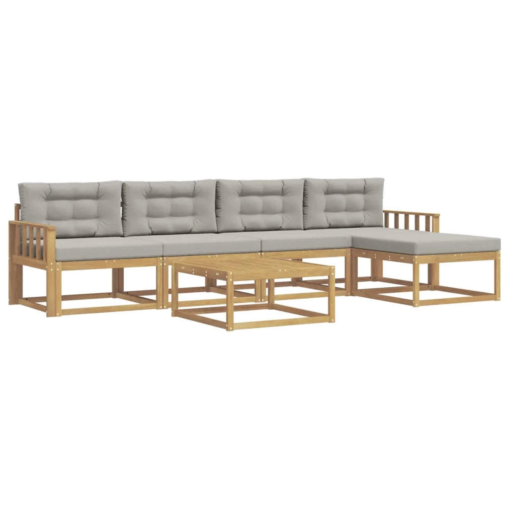 Set di divani da esterno 6 pz Bianco e Grigio Chiaro Poliestere 3386335