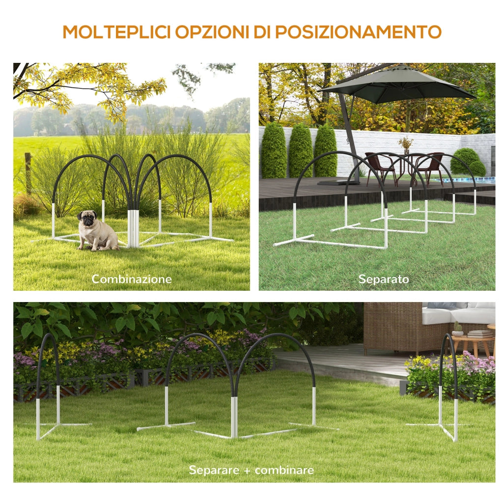 Set Agility per Cani 4 Pezzi ¨C Xylo ¨C con Picchetti e Borsa, 89x69x99 cm, Bianco e Nero