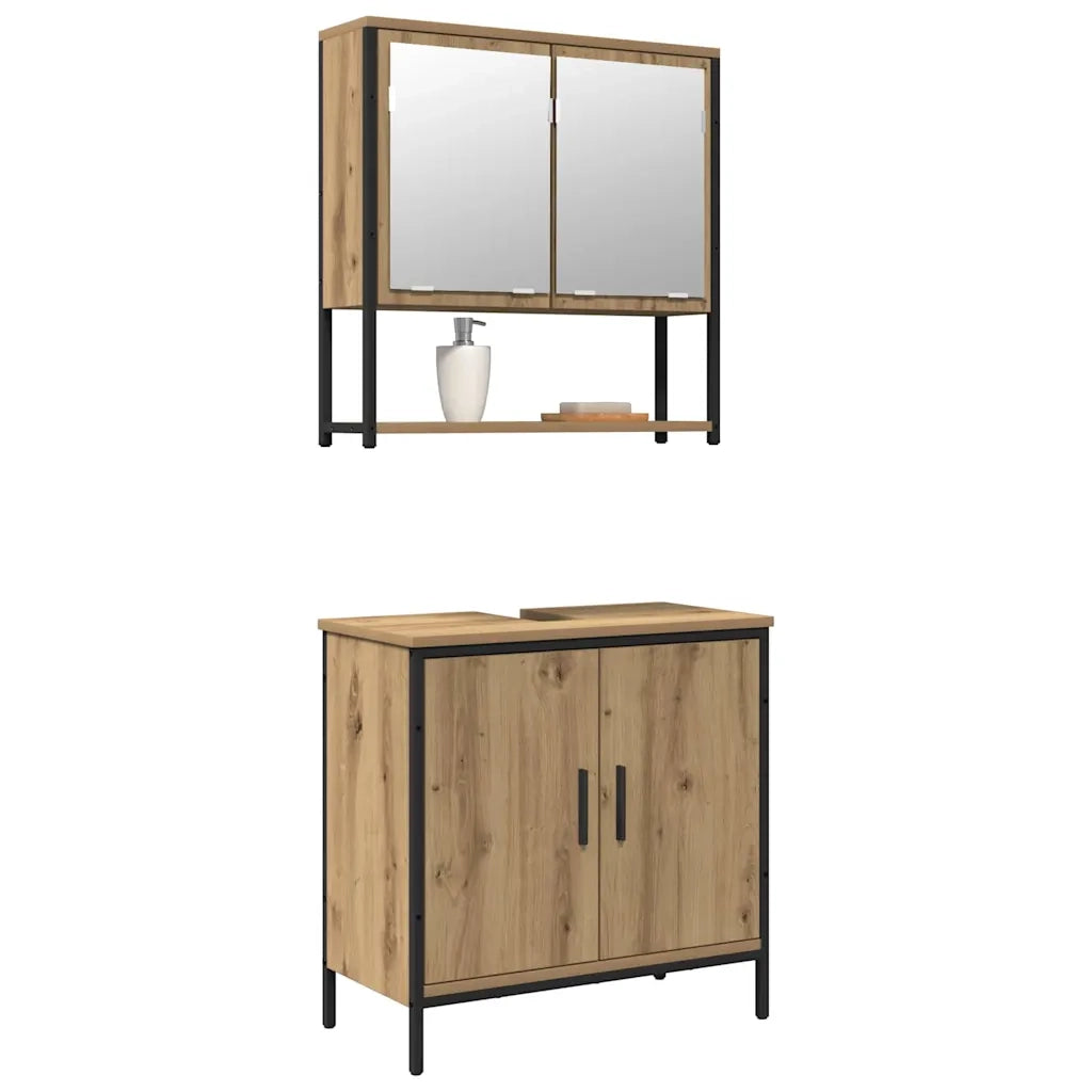 Set di mobili per il bagno 2 pcs Marrone Legno multistrato 3334323