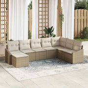 Set di divani con cuscino 8 pcs Beige polyrattan