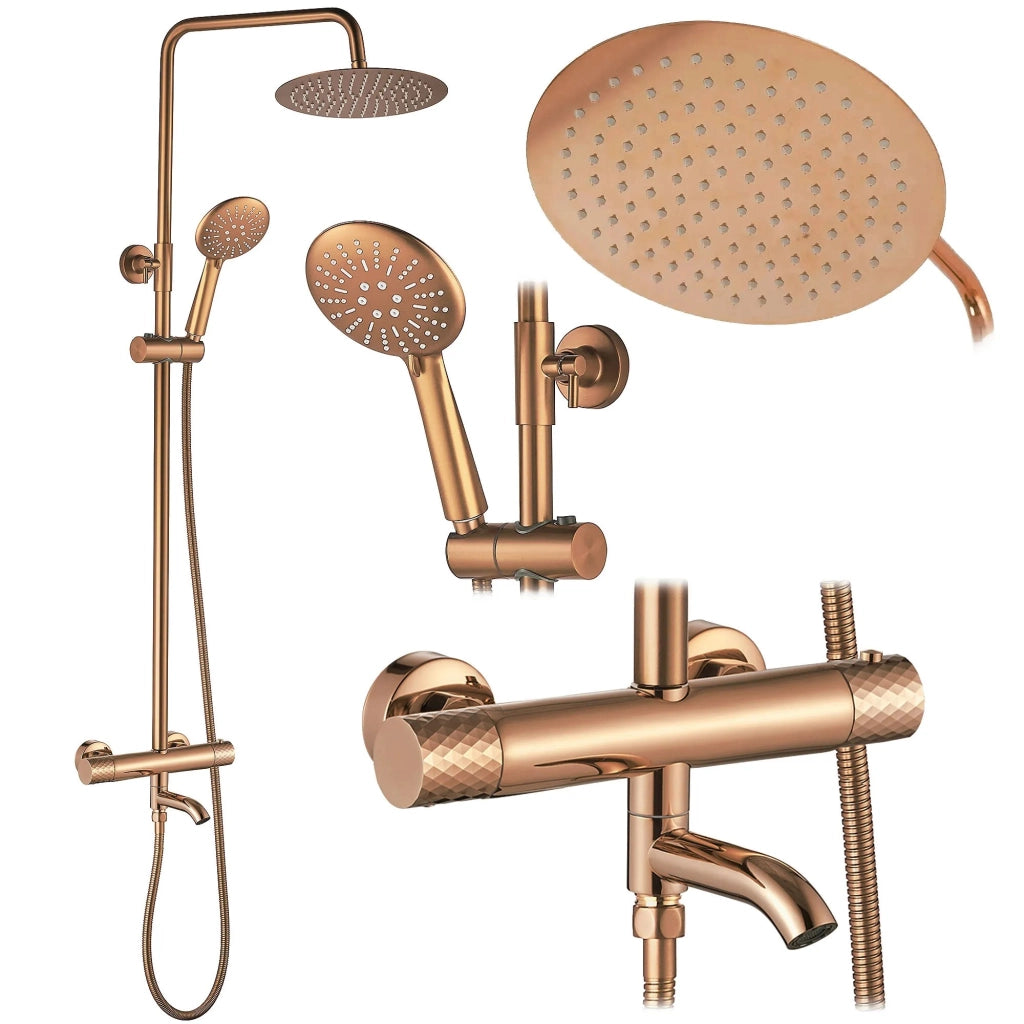 Set Doccia Da Incasso Con Termostatato Lungo Diamond Copper
