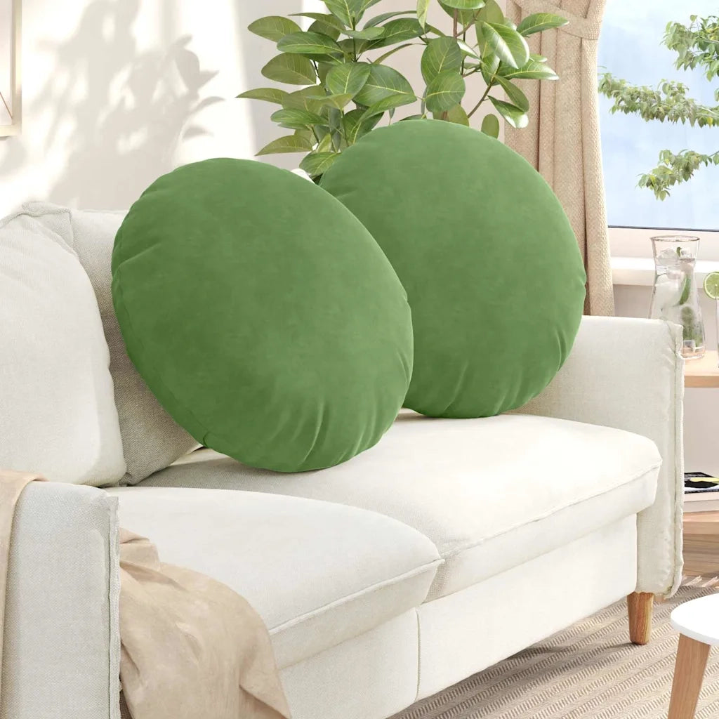 Cuscini per Seduta 2 pcs Verde chiaro Ø 40 x 13 cm Velluto 42014251