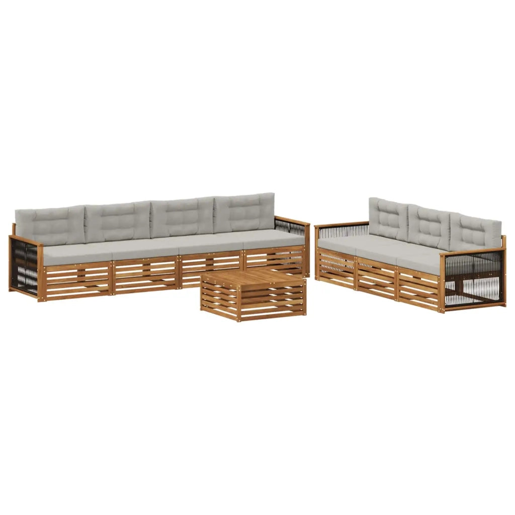 Set di divani da esterno 8 pcs Naturale e Grigio Chiaro 3383114