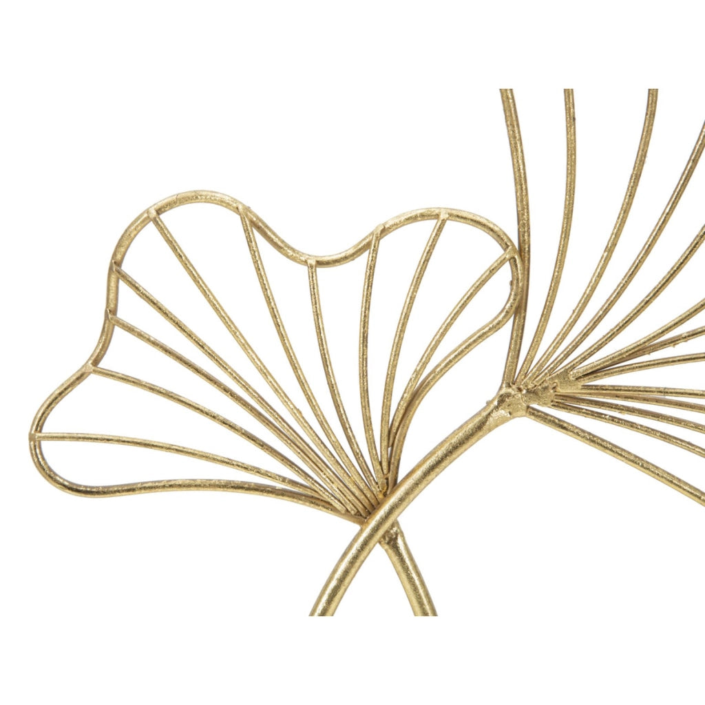 Scultura decorativa Leaf Glam in ferro dorato