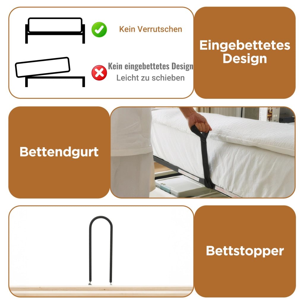 LETTO Singolo 90x200 cm in lino beige con LED, USB e contenitore