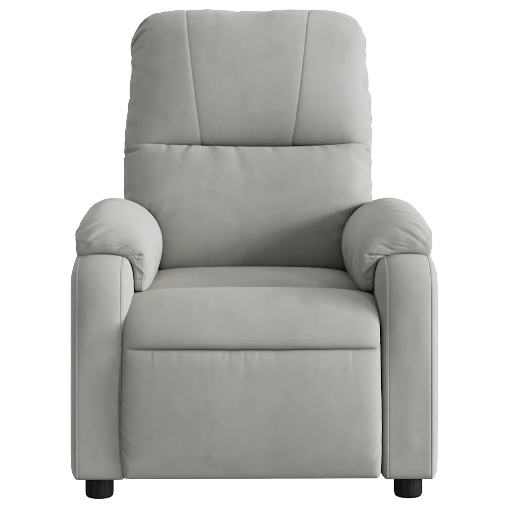 Poltrona | Sedia Relax Reclinabile Massaggio Grigio Chiaro Tessuto Microfibra