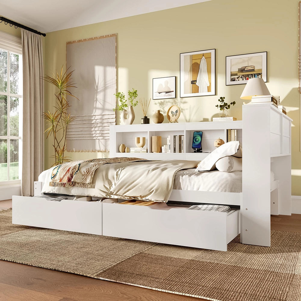 Divano letto 140x200cm?- Xylo - 2 cassetti USB bianco