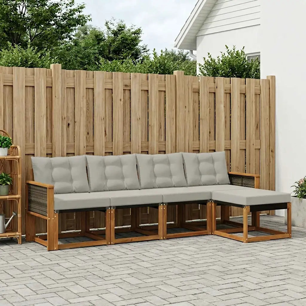 Set di divani da esterno 5 pcs Naturale e Grigio Chiaro 3381883