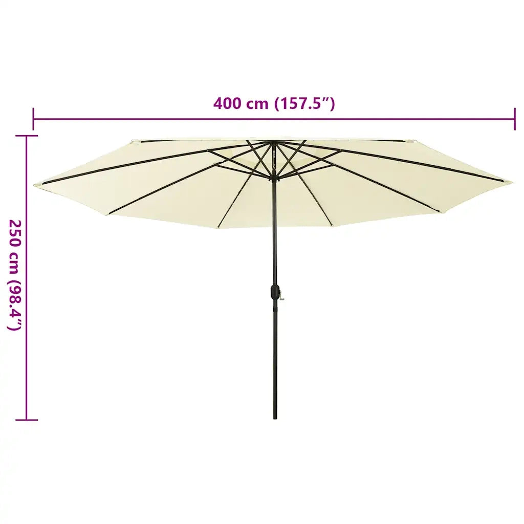 Ombrellone da Giardino-Ombrello da Balcone con Luci LED 400 cm Sabbia