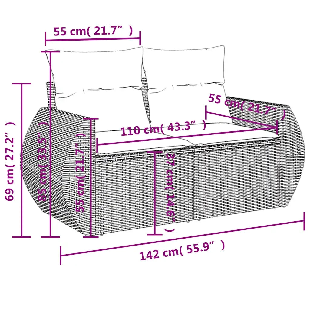 Set Divano da Giardino 6 pz con Cuscini Marrone in Polyrattan 3221432